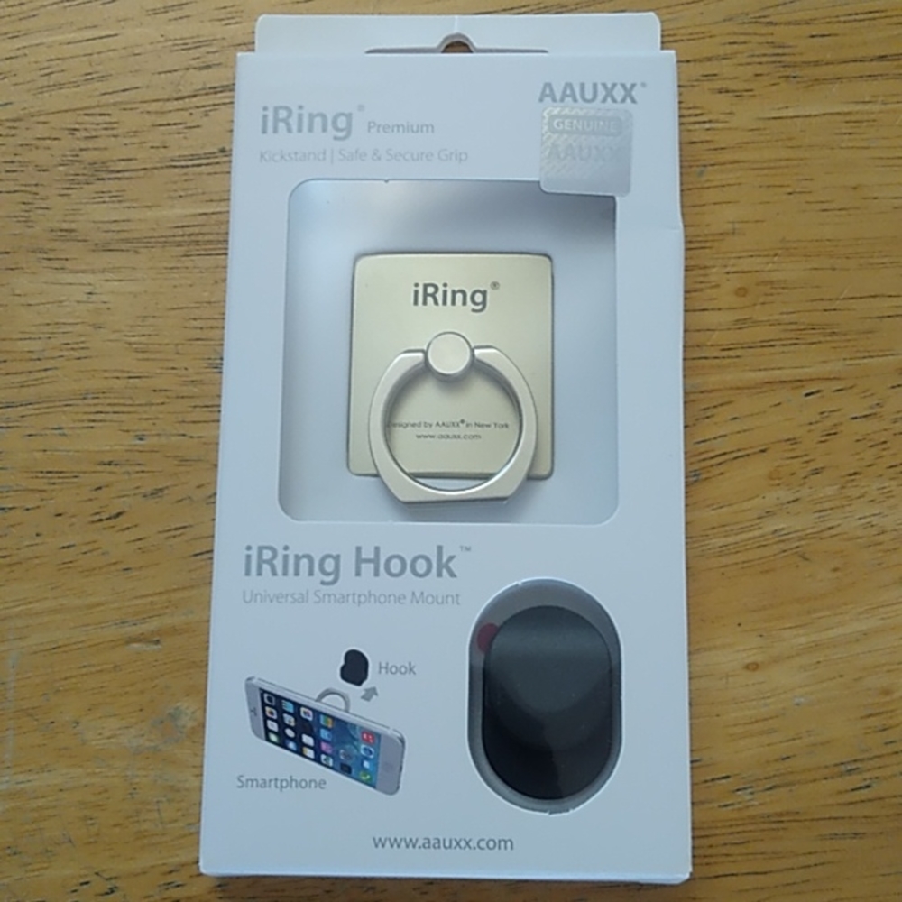 iRing Cellphone Grip and Kickstand, Gold, NiB